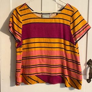 Meave Silk Blouse (12): curtained back design; Mustard, Navy, Pink and Fuchsia